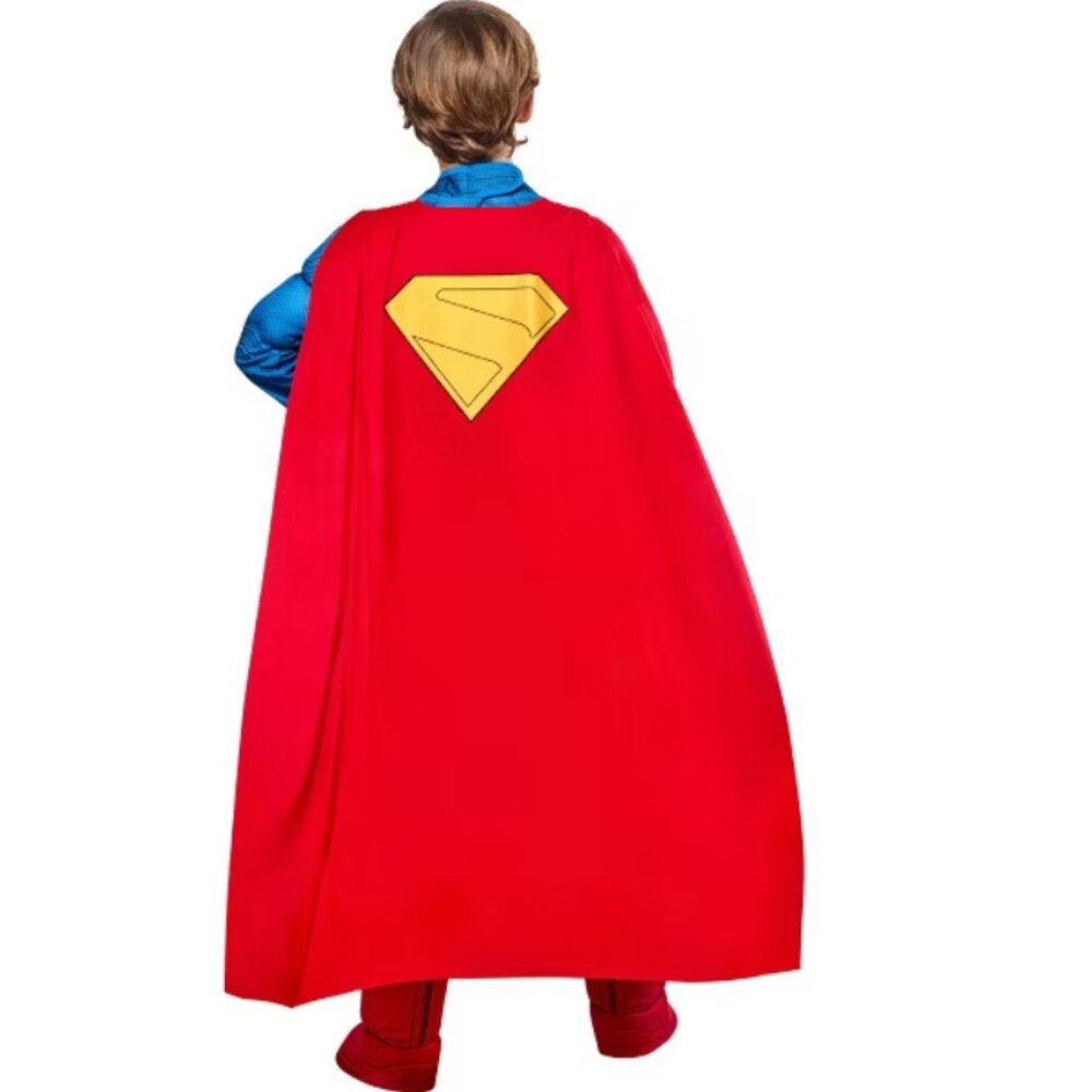 Superman Light Up Muscle Halloween Costume 10/12 Jumpsuit Boot Covers Cape Kids - Picture 4 of 8